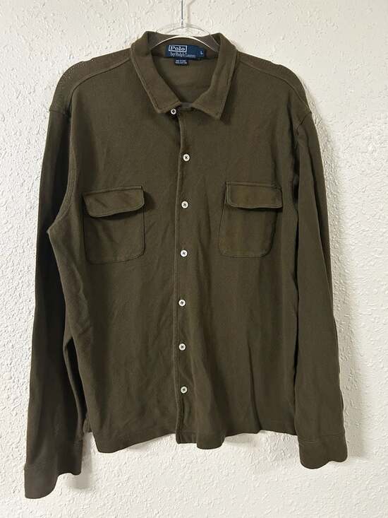 Polo by Ralph Lauren Other - Polo by Ralph Lauren Long Sleeve Pique Button Down Shirt Olive Green Size L